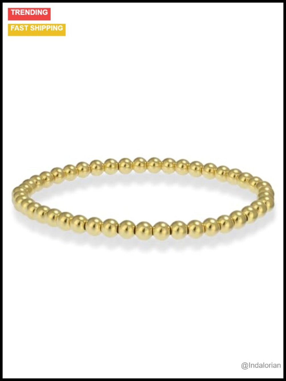 14k Gold Filled 4mm Beaded Stretch Bracelet Stackable Waterproof